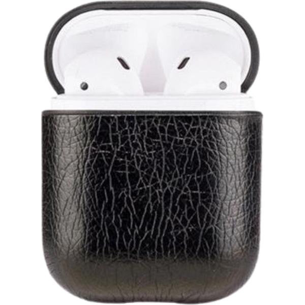 Lederen Hoesje AirPods 1 en 2 Zwart