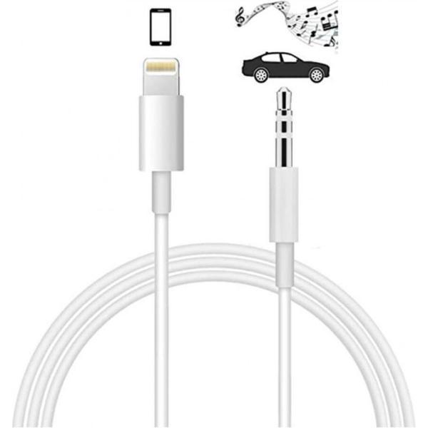 iPhone Lightning naar Headphone Jack Audio Aux Kabel - Iphone Auto Kabel - 3.5 mm - 1 Meter - Wit