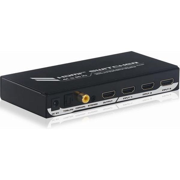 NÖRDIC SGM-118 HDMI splitter 1 output naar 4 input, FullHD 1080p 4K, Zwart