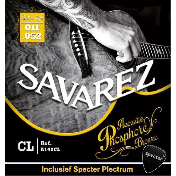 Savarez A140CL Premium Gitaarsnaren Voor De Akoestische Gitaar Met Specter Plectrum | Snarenset | Akoestisch | Stalen Snaren