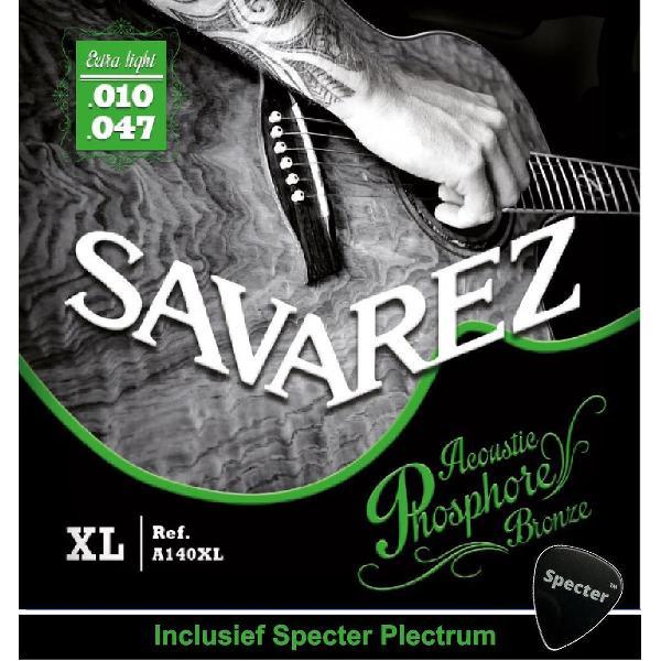 Savarez A140XL Premium Gitaarsnaren Voor De Akoestische Gitaar Met Specter Plectrum | Snarenset | Akoestisch | Stalen Snaren