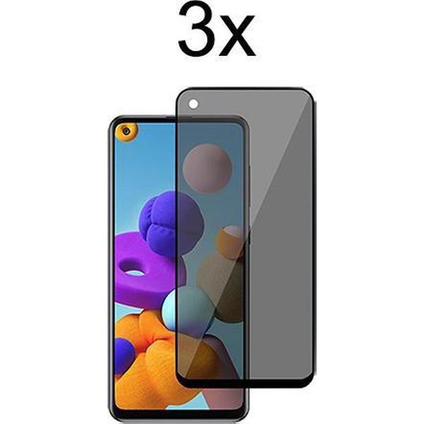 Privacy Screenprotector Samsung A21S screenprotector - Beschermglas samsung galaxy a21s screen protector glas - Anti Spy - 3 stuks