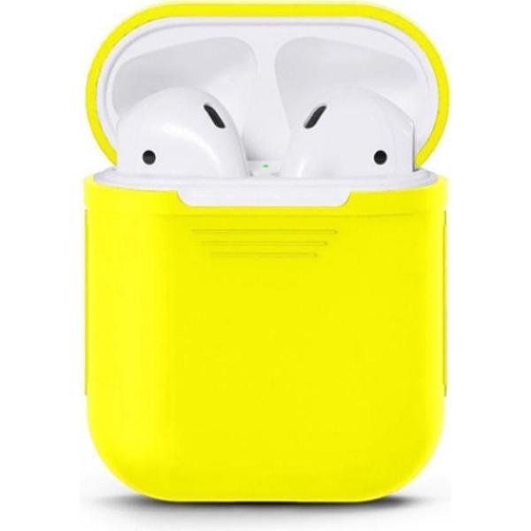 AirPods Hoesje - Siliconen Bescherm Case Hoesje - Geel - Smartphonica