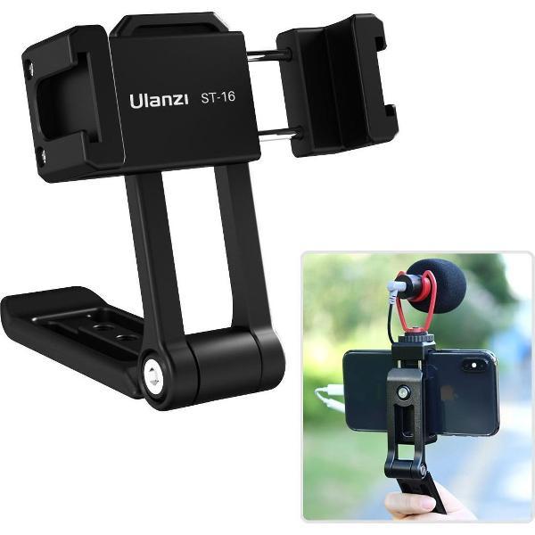 Ulanzi ST-16 360° draaibare telefoonhouder metaal met handgreep - met 2 cold shoe-mounts