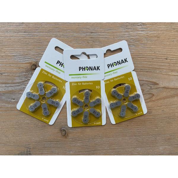 Phonak | Hoortoestel batterij | P10 | Gele sticker | 10 pakjes | 60 batterijen