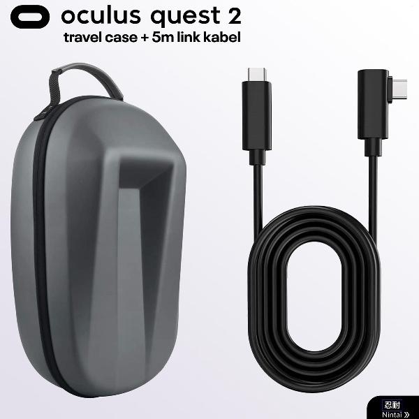 Oculus Quest 2 Link kabel en Case - meter - USB 3.0 naar USB C - Voor Quest en Quest 2 VR bril - Opberghoes - Nintai