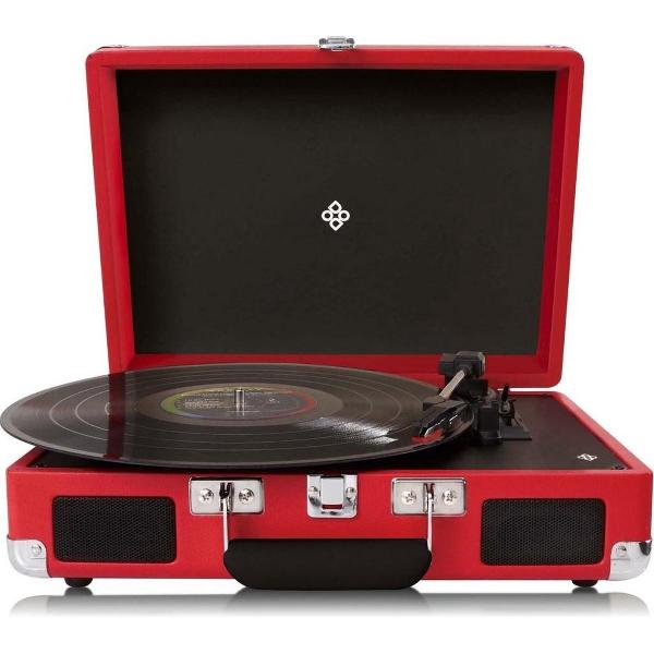 Retro Vintage Platenspeler Koffer - Elpee Vinyl Pick Up LP Speler - Draagbare Grammofoon Draaitafel Met Luidspreker - Rood/Zwart