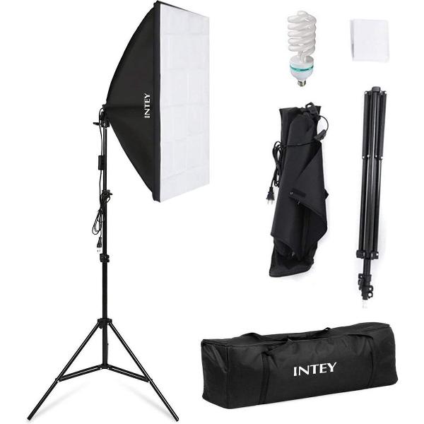 Gutos INTEY softbox continu licht fotostudio studio licht set 50x70cm fotostudio softbox 5500K daglicht 135W fotolamp opvouwbare lamp statief draagtas