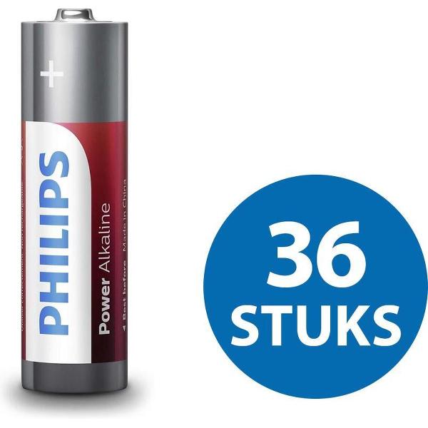Philips Power AA/LR6 batterijen – 1.5V Alkaline – Voordeelverpakking 36 stuks