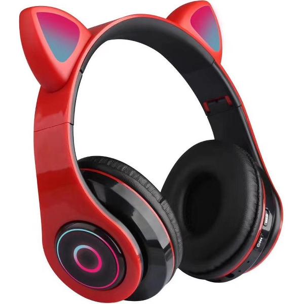 kinder koptelefoon kitty cat met led oortjes rood