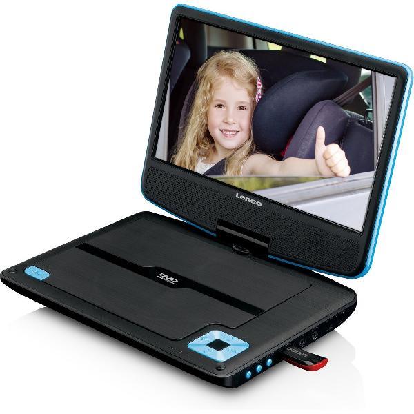 Lenco DVP-920BU - Draagbare DVD-speler met hoofdtelefoon en beugel voor in de auto - Blauw/Zwart