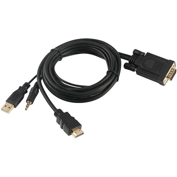 HDMI naar VGA Converter / Adapter / Kabel - HDMI naar DVI kabel - HDMI naar VGA 1.5 Meter / Met audio en stroomvoorziening / Gemaakt van duurzame materialen