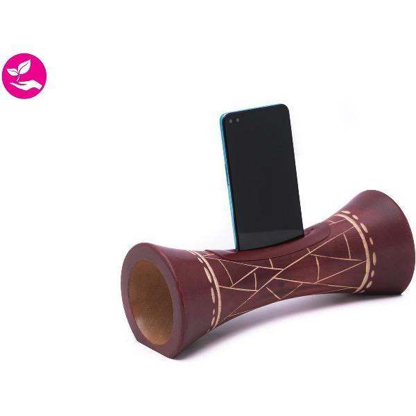 Mangobeat Bordeaux Giraffe - Speaker - Telefoonhouder - Telefoonstandaard - Telefoonhouder bureau - Docking station - 25 cm - Duurzaam - Statief - Natuurlijke geluidsversterker - Zonder stroom of batterij - Handsfree bellen en muziek luisteren