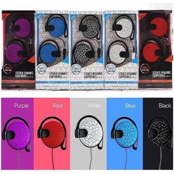 Sporthoofdtelefoon - Oorhaak - Oortelefoon - Gekraakt model - 3,5 mm kabel - Oortelefoon met Microfoon - Zwart