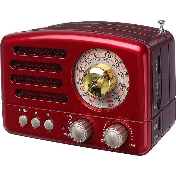 Draagbare Vintage Retro Radio Bluetooth Speaker Am Sw Fm Tf Card Slot Usb-rood