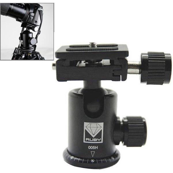 RUBY 005H Statiefkop van aluminium-magnesiumlegering met Quick Release Plate Adapter (zwart)