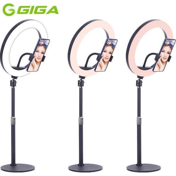 Ringlamp - TikTok Ringlamp - 3 kleuren Ringlamp - Studiolamp - warm, soft en wit licht -