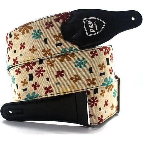 Fleur - Gitaarband 95-160cm met echt lederen uiteinden verstelbaar voor bas akoestische klassieke en elektrische gitaren