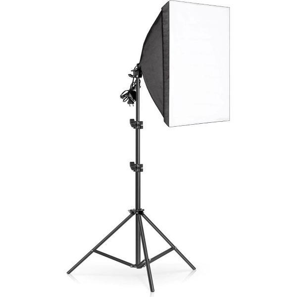 Grandecom® Pro Softbox Studiolamp - Met Statief - Diffuser - 20W - Gloeilamp en Draagtas - 50x70 cm - 200cm hoog - Zwart