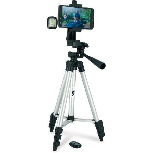 NGT Smartphone Tripod inclusief Flitser en Afstandbediening | Telefoon statief
