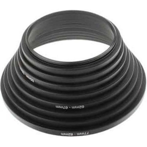 49 mm-82 mm lensstapring, inclusief 8 lensstapringen (49 mm-52 mm, 52 mm-55 mm, 55 mm-58 mm, 58 mm-62 mm, 62 mm-67 mm, 67 mm-72 mm, 72 mm-77 mm, 77 mm-82 mm)