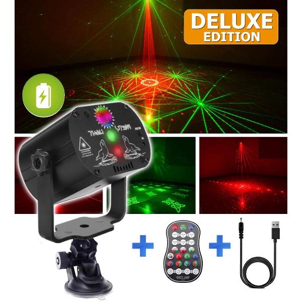 Party Laser Lamp Deluxe - Disco lamp - Stroboscoop projector op geluid - Oplaadbaar en Afstandsbediening - LED Feestverlichting Discobal - Gadgetpanda