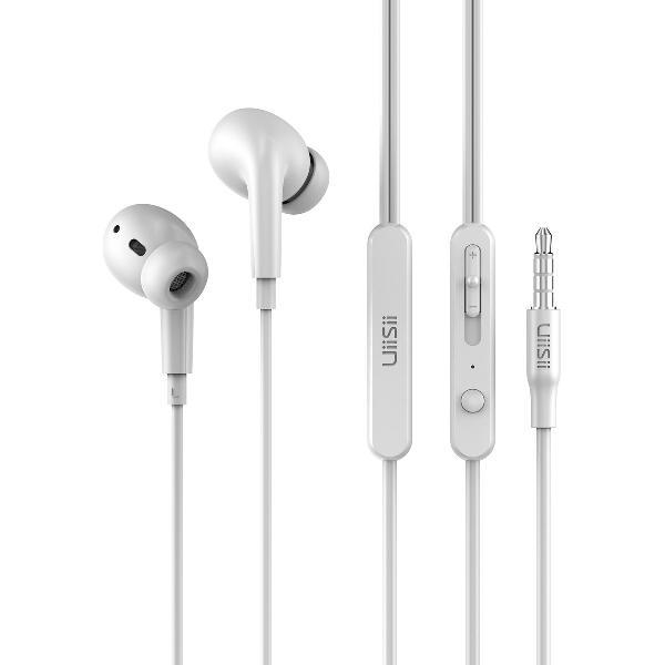 UiiSii UX Oordopjes Wit - Oortjes met draad en microfoon - 120cm Aux Kabel