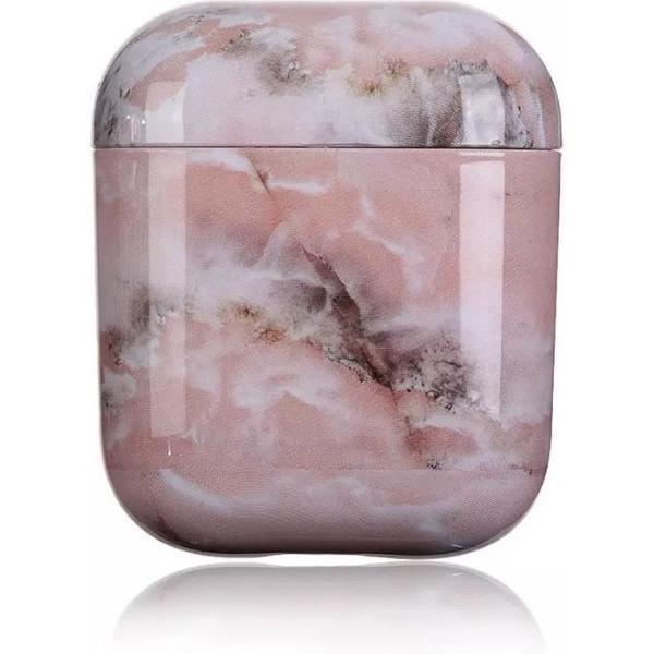 Boho Bijoux - Airpods Hoesje - Marmer - Roze - Stevig hoesje - Geschikt voor Apple Airpods 1 en 2