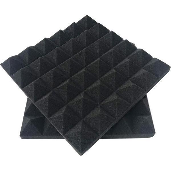 Noppenschuim Premium - 1 STUK - Geluidsisolatie - Piramide vorm - 5 CM DIK - 30cm x 30cm x 5cm - Akoestisch studioschuim - Isoleren van Geluid - Studio - Opname - ZWART