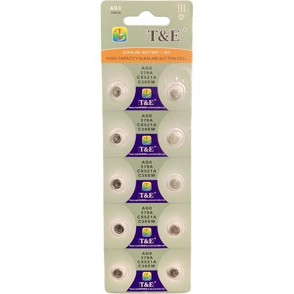 AG0 Alkaline Batterijen LR521 – Knoopcel - Hoge Capaciteit – 10 Stuks