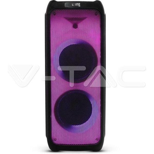 100W Rechargeable Trolley Speaker Wireless Microphone RF Control RGB 2 x 10 inch