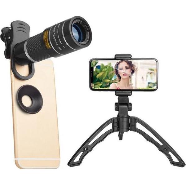DrPhone APEX - APL5 Professionele cameralens - voor IOS / Android Smartphones - 20X Telezoom Lens Draagbare 20x Monoculaire Telescoop Lens met (Selfie)Statief voor o.a iPhone en Samsung
