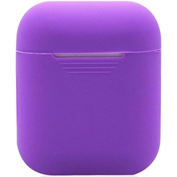 Siliconen Bescherm Hoesje Cover voor Apple AirPods Case -Airpods Hoesje Siliconen Case Paars (Paars)