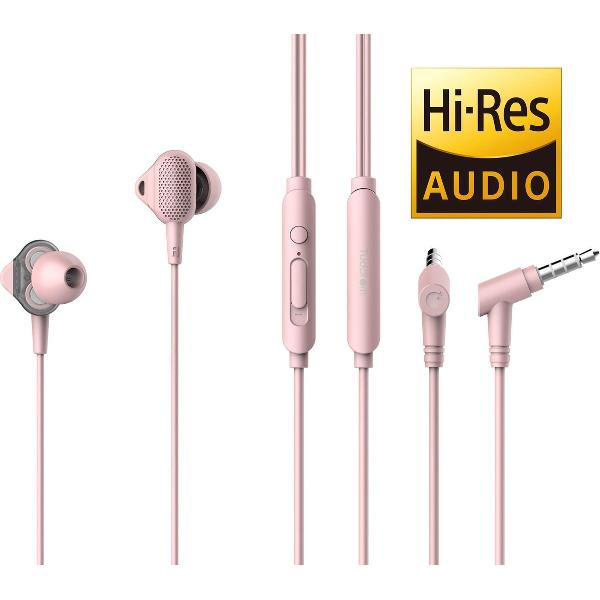 Tuddrom H3 Roze - Hi-Res In Ear Oordopjes met Microfoon - Dual High Quality Dynamic Drivers - 2 Jaar Garantie