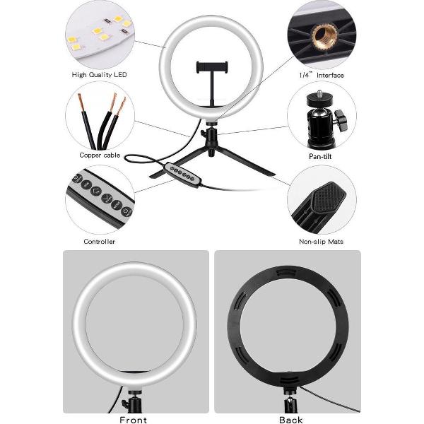 RGB Ring light 10 inch met statief Tiktok, selfie, vlog