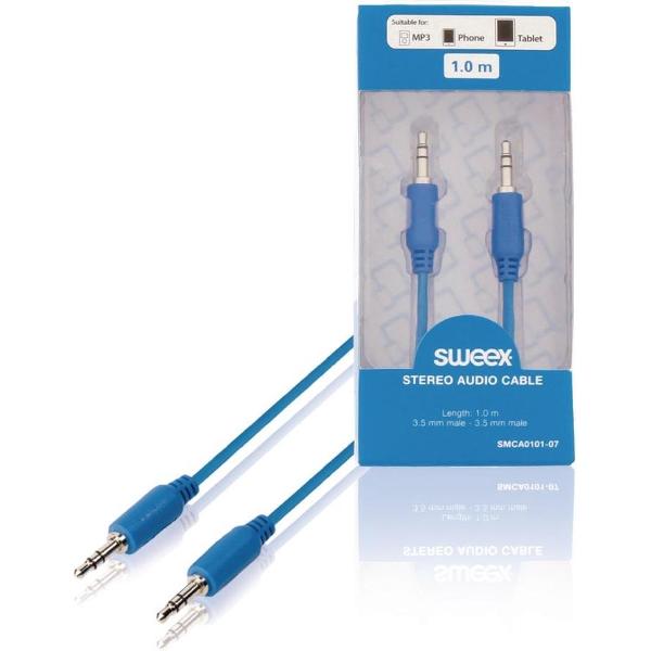 Sweex 3,5mm Jack stereo audio slim kabel - blauw - 1 meter