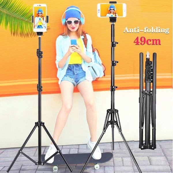 Smartphone Tripod Camera Statief 185 Cm + Telefoonhouder, 360 ° horizontaal en Bluetooth Remote Shutter – HiCHiCO