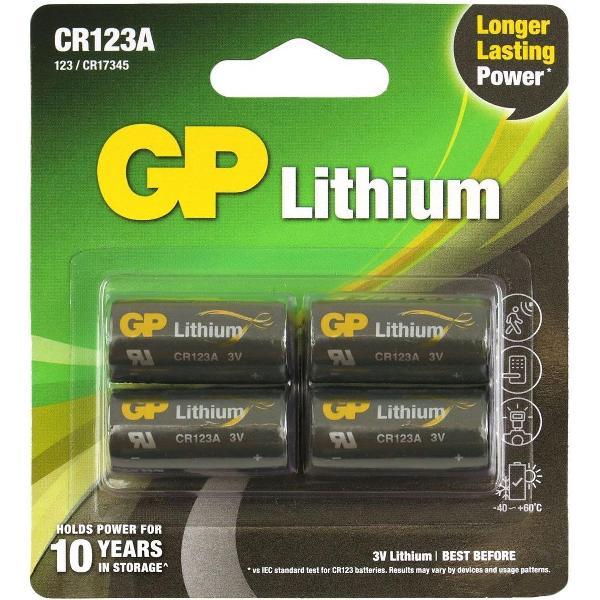 GP Lithium CR123A batterij - 4 stuks