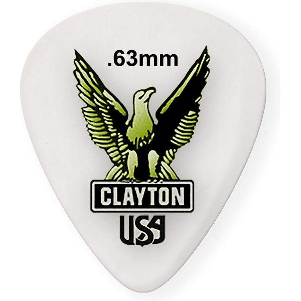 Clayton Acetal standaard plectrums 0.63 mm 6-pack