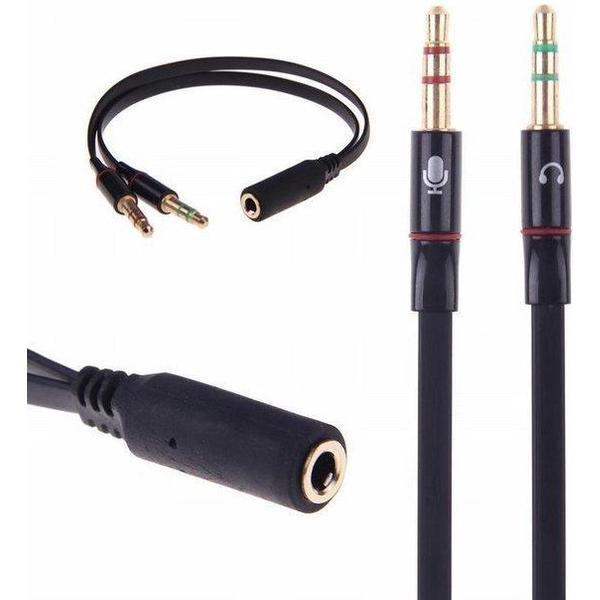 Jack Aux 3.5mm Female naar Dual Male Headphone Splitter - Headset - Audio splitter - Audiokabel - Zwart