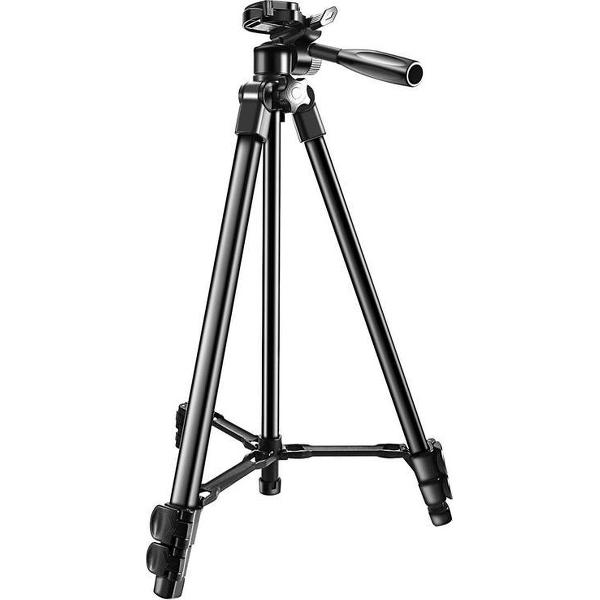 FEDEC Telefoon Tripod - Telefoonstatief - Verstelbaar tot 140 CM - Extra grip telefoonhouder - Waterpas - Opbergzak - Zwart