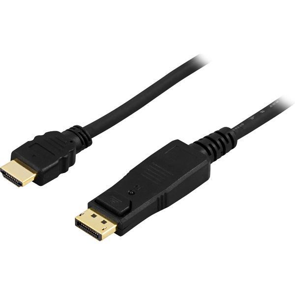 Deltaco DP-3050 5m DisplayPort HDMI Zwart video kabel adapter