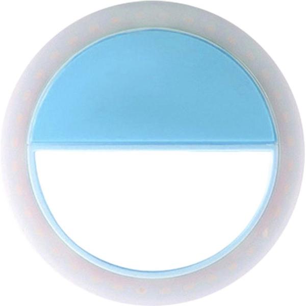 Selfie light ring voor op mobieltje of tablet | Maak goed belichte selfies - 3 licht standen - KELERINO. - Blauw