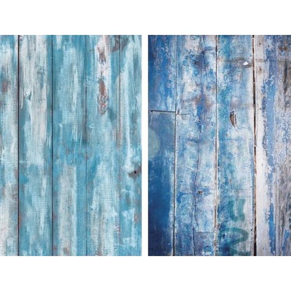 DW4Trading® Vinyl achtergrond dubbelzijdig voor food fotografie hout blauw