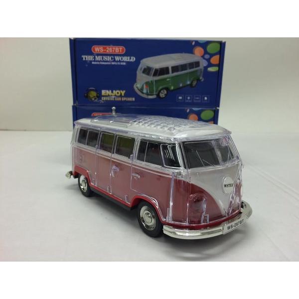 VOLKSWAGEN T1 MET RADIO EN LED VERLICHTING EN BLUETOOTH ROOD