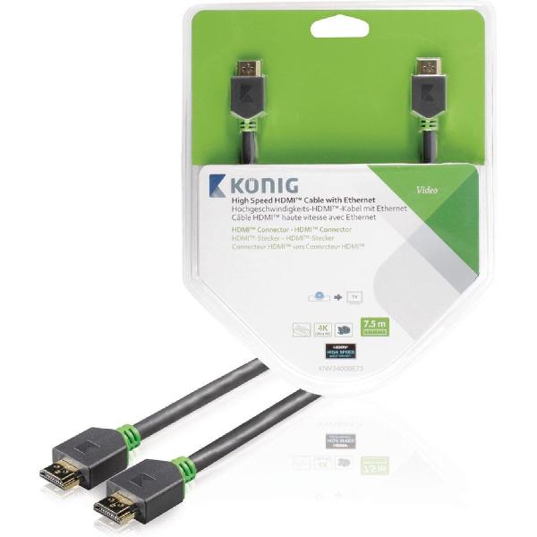 König High Speed HDMI-kabel met Ethernet HDMI-connector - HDMI-connector 7,50 m grijs