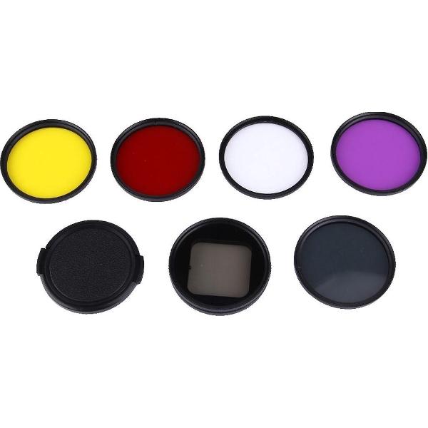 6 in 1 Professionele 58 mm lensfilter (CPL + UV + rood + geel + paars) & Waterdichte behuizing behuizing Adapterring voor GoPro HERO4 / 3+ en Xiaoyi Xiaoyi Yi II 4K & SJCAM SJ5000 Sport actiecamera