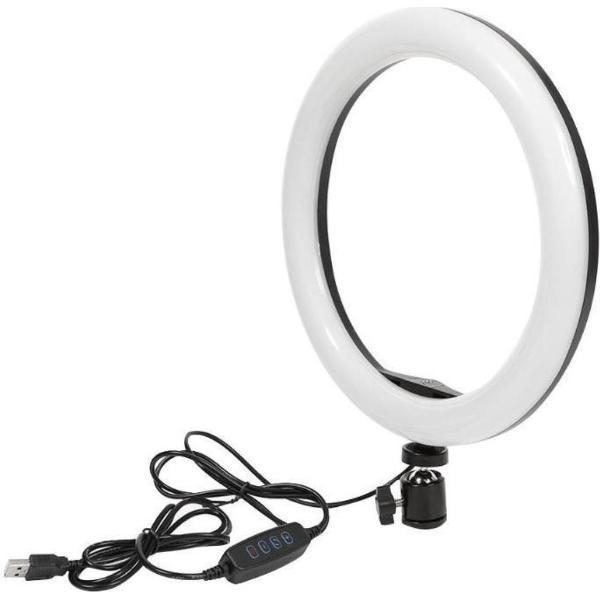 Selfie LED Ring Lamp 26Cm Met Spiegel, 360 ° draaibaar horizontaal en Telefoonhouder Zonder Statief – Selfie - lamp - Ringlamp - Tik tok - flitser - Studiolamp - Ring Light - Make up light 26Cm Met Spiegel