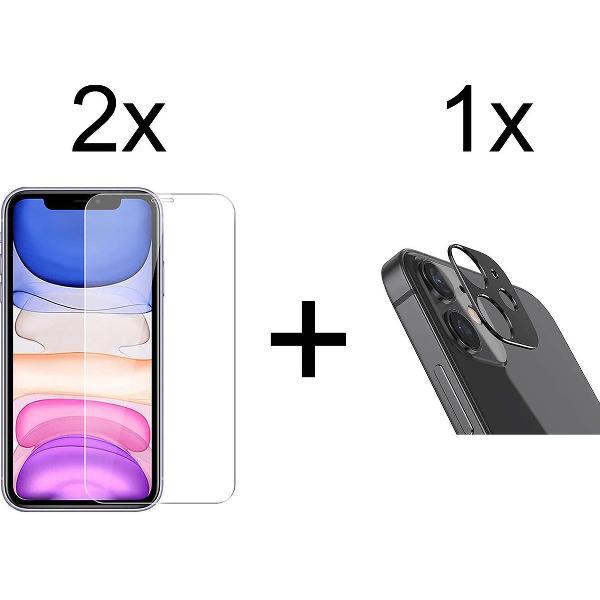 Beschermglas iPhone 12 screenprotector 2 stuks - iPhone 12 screen protector camera - 1 stuk - iPhone 12 screenprotector glas