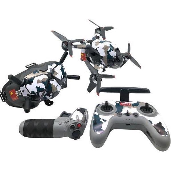 FPV-TZ-SF 4-in-1 waterdichte anti-kras sticker skin wrap stickers gepersonaliseerde film kits voor DJI FPV drone & bril V2 & afstandsbediening & rocker (camouflage patroon)